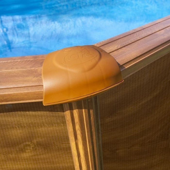 Piscina redonda de acero Mauricio con acabado imitación madera, 5,50 x 1,32 m - Gré - Filtro de arena - Elevada