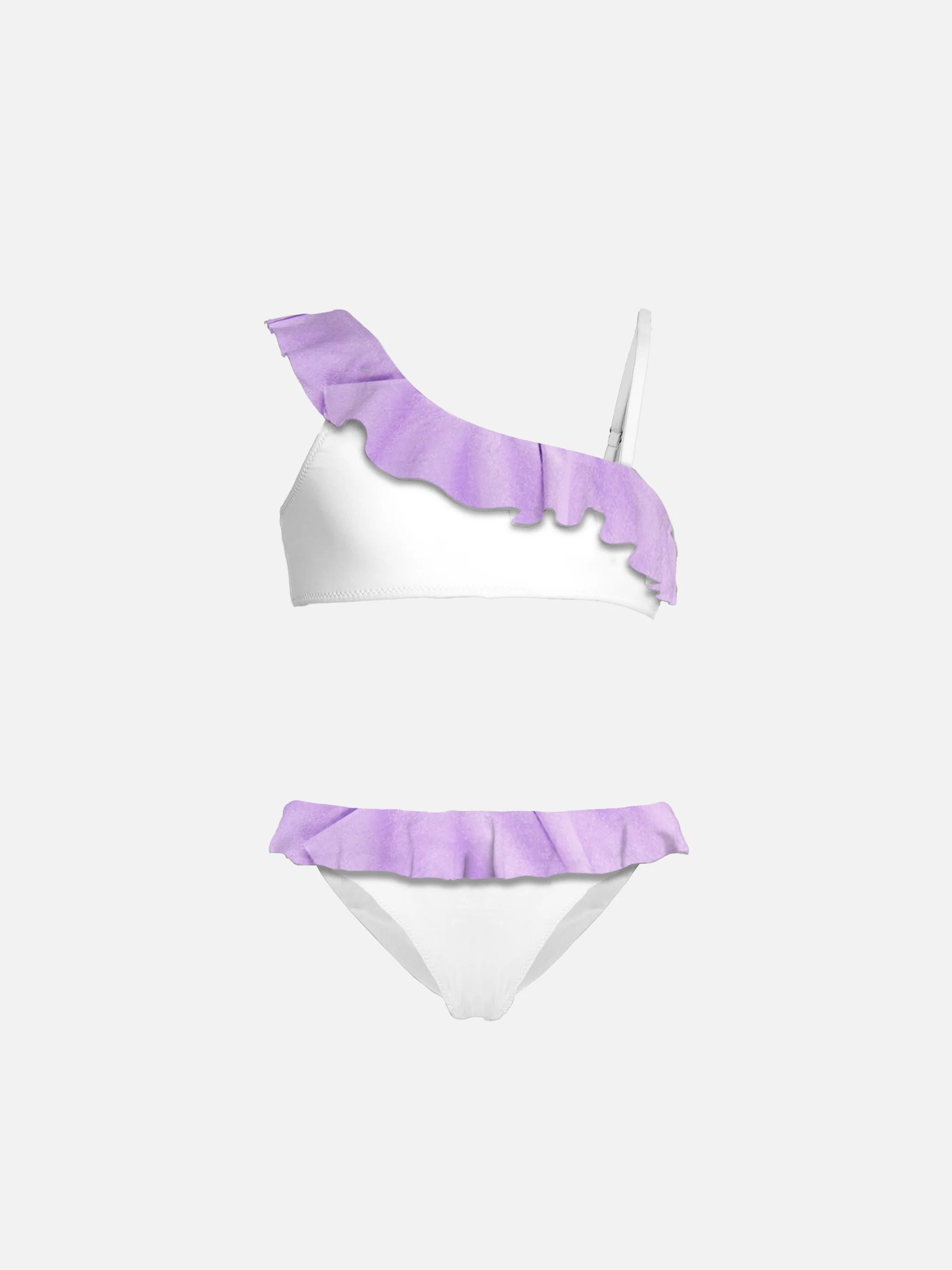 Bikini met één schouderband en ruches voor meisjes
