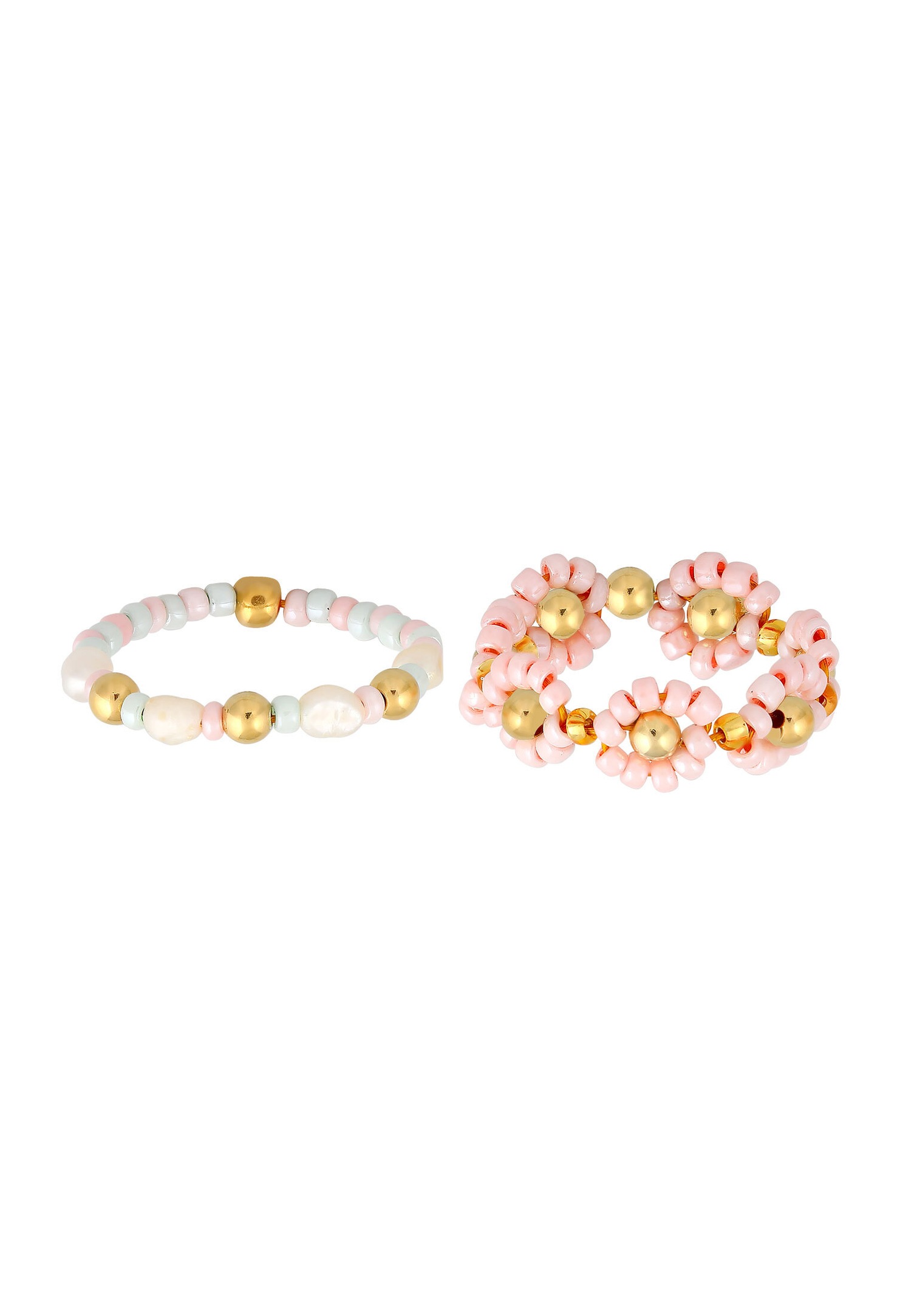 Elli Femmes Beads de Verre Set de 2 avec Perles de Culture d'Eau Douce en Argent Sterling 925 Plaqué Or