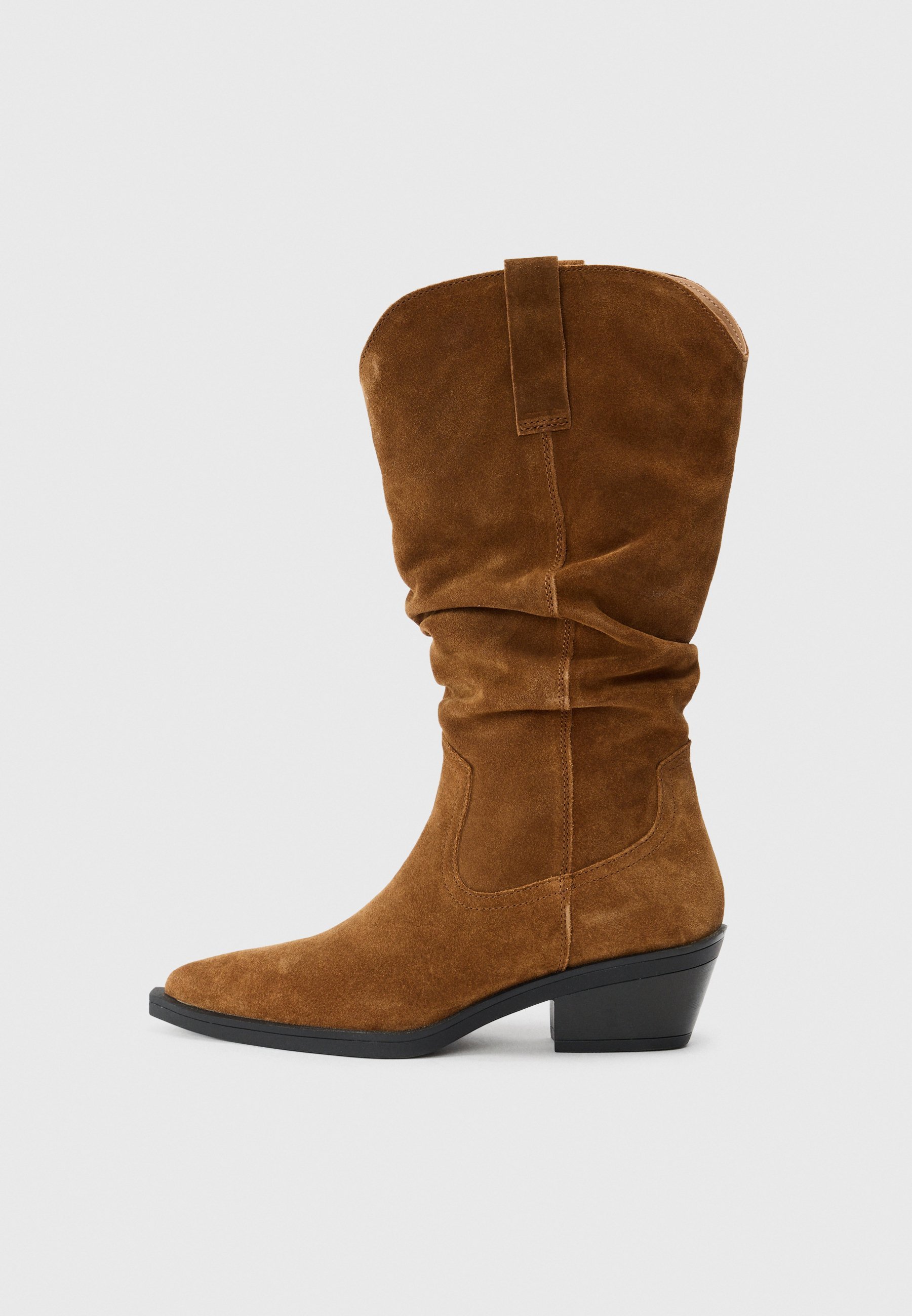 Botas de cowboy/motociclista pares e ímpares - conhaque claro