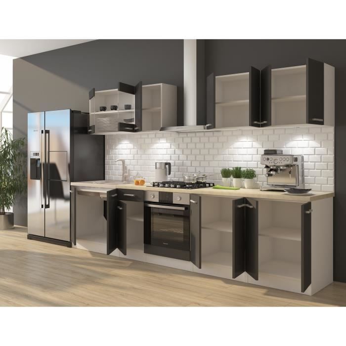 Cucina ULTRA completa con forno e piano di lavoro inclusi, larghezza 300 cm - Grigio opaco