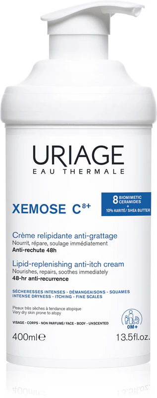 Uriage Xemose C8+ Lipid-Replenishing Anti-Irritation Cream is een verzachtende, lipidenherstellende crème voor de droge en atopische huid.
