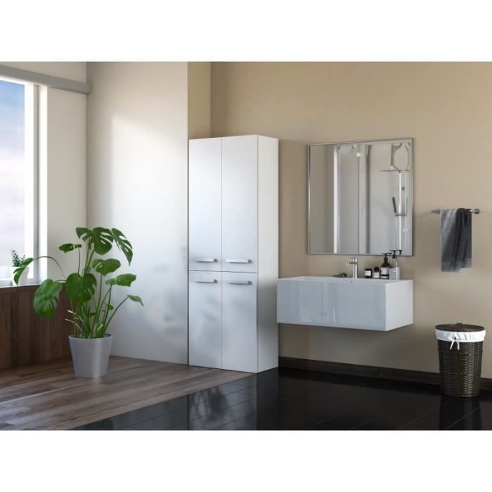 ELLOS - Armario de baño con dos cestas - Tiradores minimalistas - Dimensiones: 174x60x30 - Columna de almacenamiento