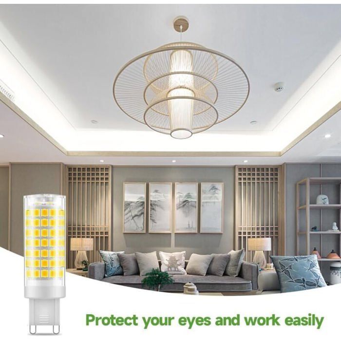 Bombilla LED G9, blanco frío 6000K, 7W, equivalente a bombillas halógenas de 60W, 650LM, estándar G9, CA 220-240V, no regulable, paquete de 6