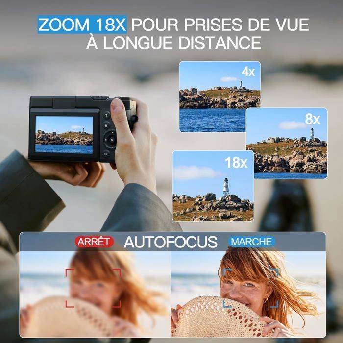 NBD Appareil Photo Numérique 5K 64MP,Vidéo 4K/30fps & Écran Orientable 3
