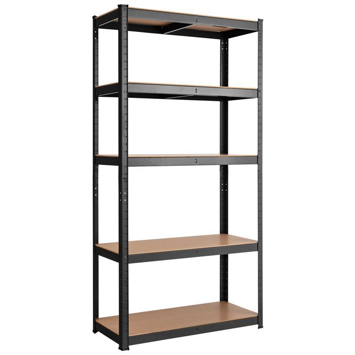 Estantería multiusos de 5 niveles COSTWAY, capacidad de carga de 130 kg por nivel, ideal para garaje, taller, cocina o almacén, color negro.