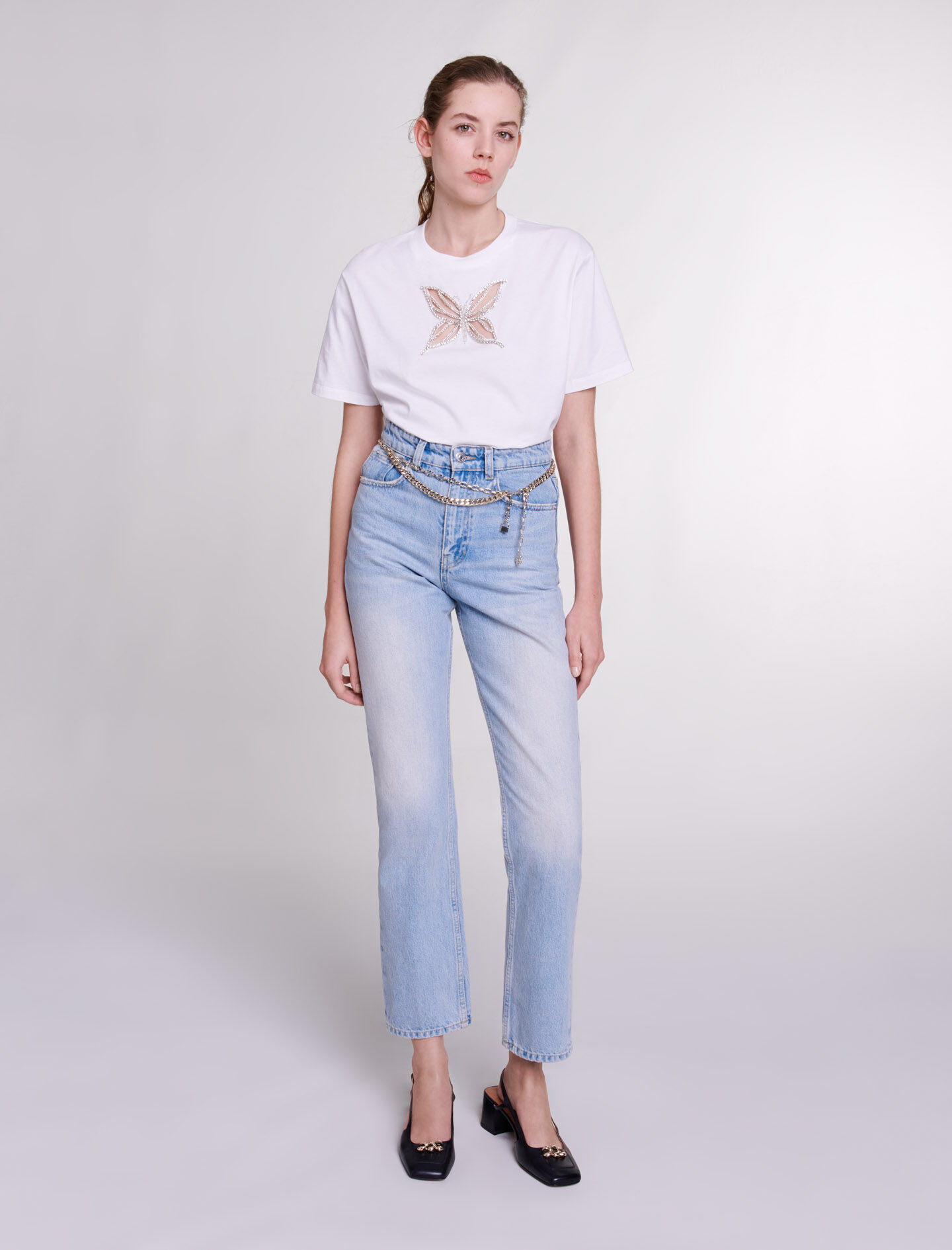 Tricou cu sclipici - Alb