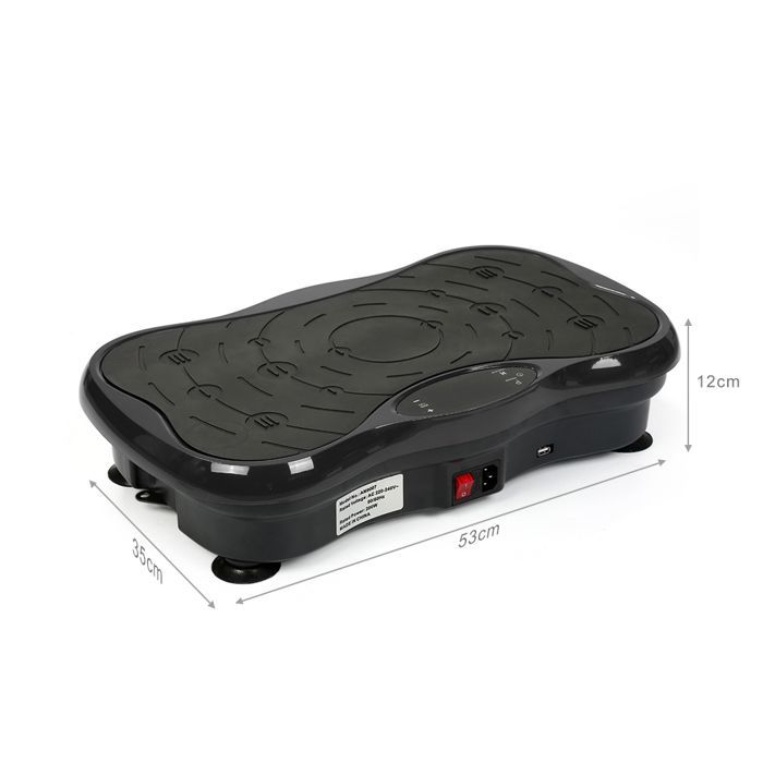 Oscillating Vibration Fitness Platform - LCD Screen - Remote Control - Bluetooth Speakers - 53x35x12 cm - Black