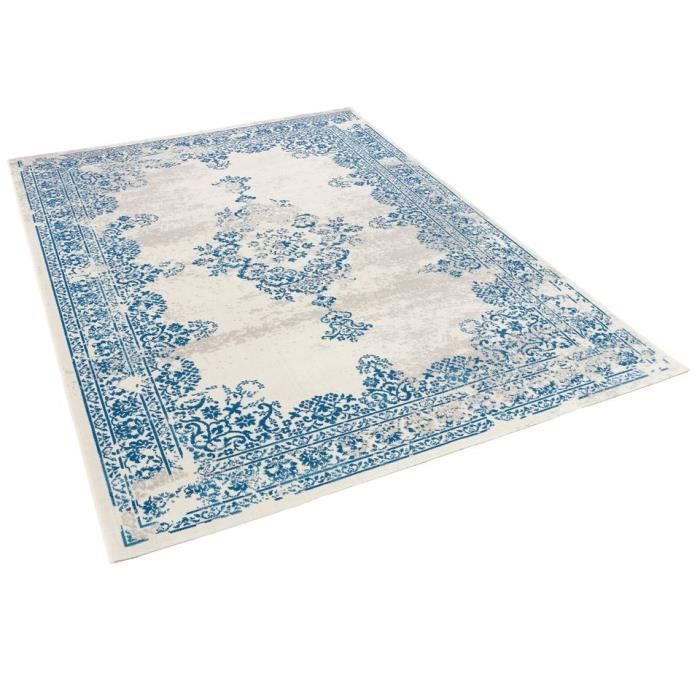 Tappeto - PERGAMON - Pop Vintage - 120x170 cm - Crema Blu - Design contemporaneo