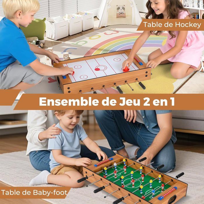 GIANTEX 2 en 1 Table Multi-Jeux avec 18 Joueurs en Bois Adultes, pour Enfants de 4 Ans+, Accessoires Riche (69x35x10CM)