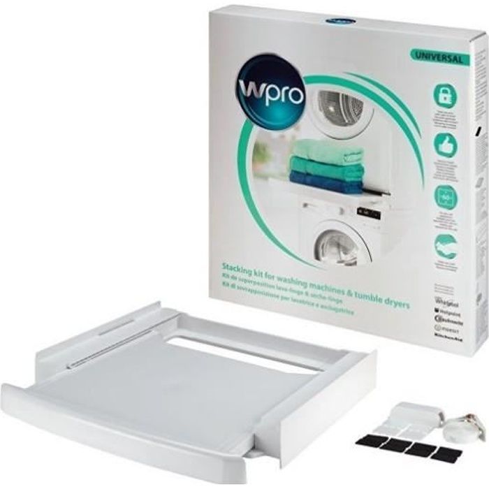 Kit de empilhamento de bandejas deslizantes universais W-PRO (para máquina de lavar e secar roupa)