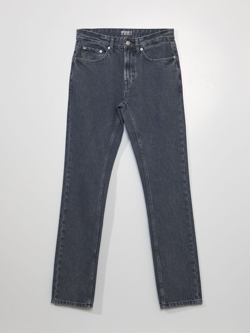 Calça jeans reta - tamanho 34 - cinza