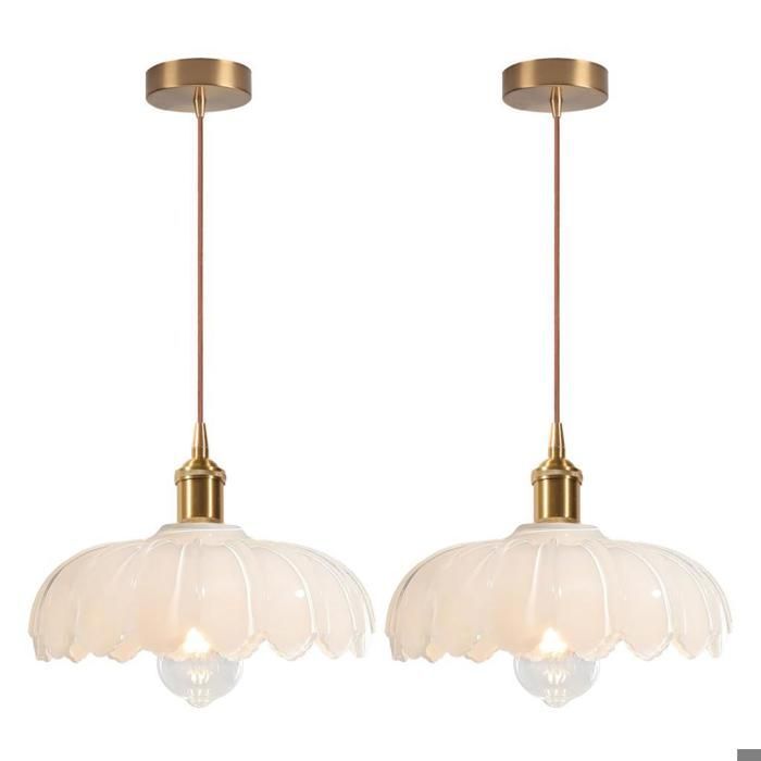 iDEGU 2x Lámparas colgantes modernas de cristal, lámpara de techo vintage de 25 cm con pantalla de diseño floral, lámpara de techo E27 para sala de estar/dormitorio