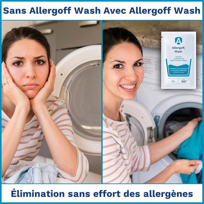 Allergoff Wash Anti-mijt & Vlooien Wasmiddel 6x20ml (120ml) – Elimineert huisstofmijt, vlooien en allergenen – Bescherming voor beddengoed en textiel