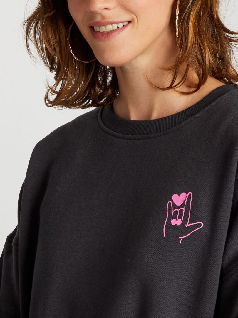 Moletom de lã estampado - PRETO