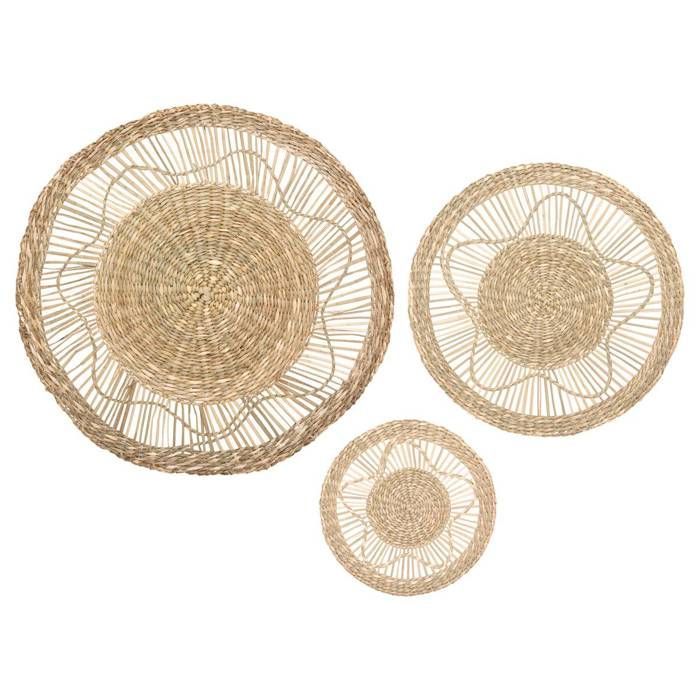Set de 3 déco murales roseau D18 28 38cm - Atmosphera createur d'interieur
