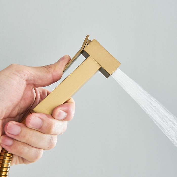 Columna de ducha de oro cepillado, conjunto de ducha de acero inoxidable con cabezal de ducha de 30 x 30 cm.