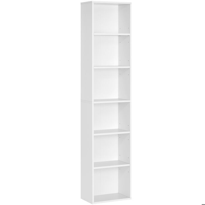 Scaffale a 6 ripiani VASAGLE, mobile contenitore a giorno, libreria, 24 x 40 x 178,5 cm, per soggiorno, ufficio, bianco nuvola.