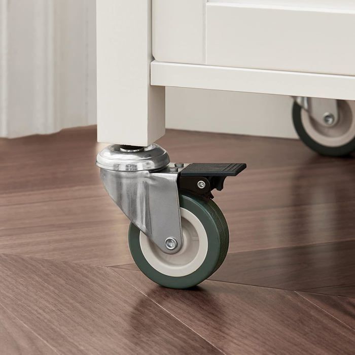 SoBuy Rollwagen für die Küche mit 1 Schublade und 2 Türen, mobiler Aufbewahrungswagen 60x90x44cm, FKW22-WN