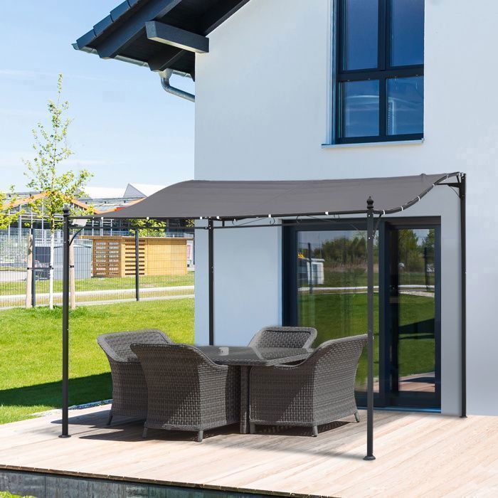 Caseta de jardín metálica gris de 297x297 cm para terraza, balcón o jardín.