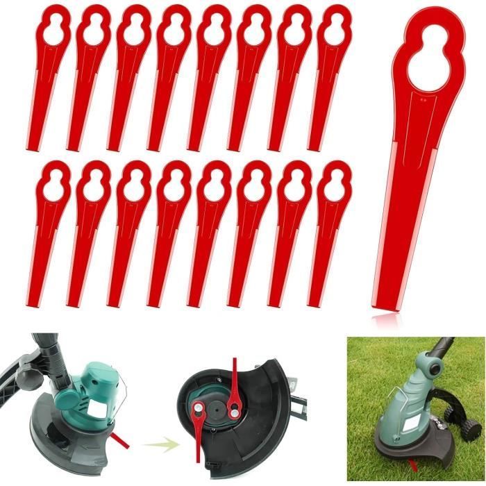 100 Pcs Lames en Plastique de Rechange, Lame Coupe Bordure Tondeuse à Gazon pour Jardin et Pelouse Coupe Bordures (Rouge)