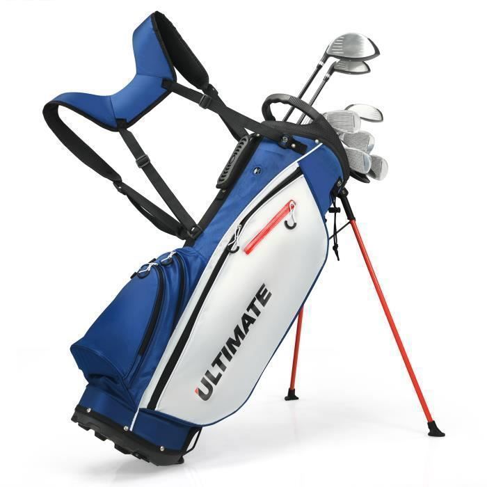 Bolsa de golf trípode COSTWAY, juego de 9 palos de golf con 3 fundas, correas ajustables, cabezas de driver lastradas, aleación