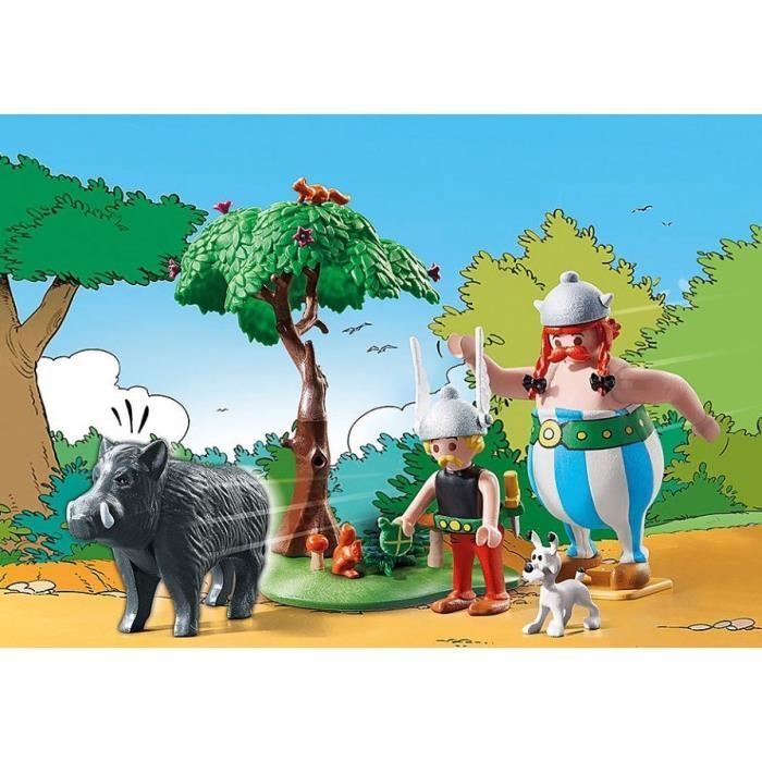 PLAYMOBIL 71160 Asterix La caccia al cinghiale, con Asterix, Obelix e Idefix, 52 pezzi, Età 5+