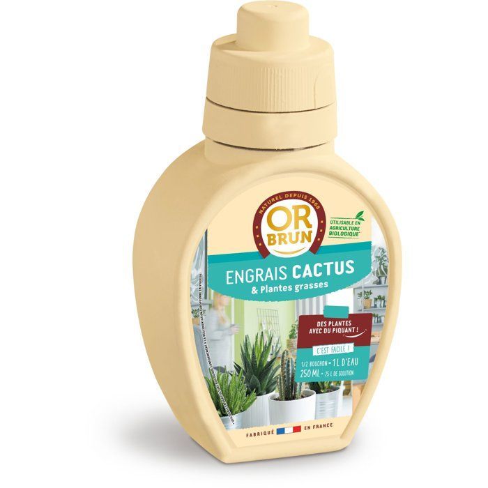 Cactus & Succulent Fertilizer - OR BRUN - OBRECLCACTUS250 - 250 ml - Enriches plants - Made in France
