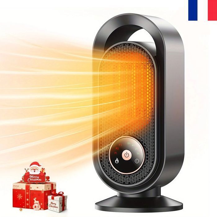 Calentador auxiliar PTC INKBIRD de 1350 W, elementos calefactores cerámicos, 7 velocidades, control táctil, protección antivuelco, funcionamiento silencioso.