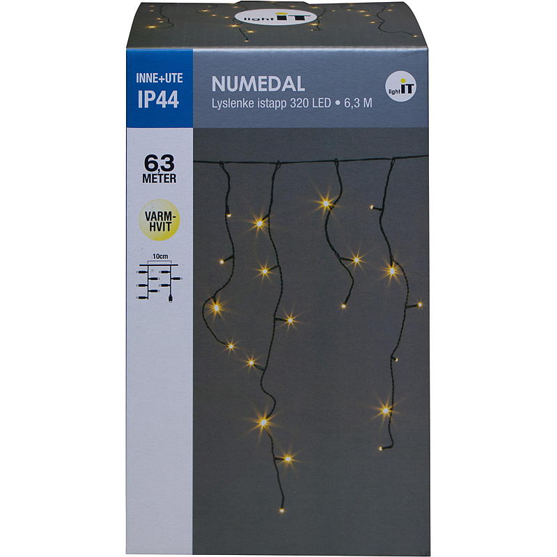 Hjem Lyskæde 320 LED isterninger, varm hvid, Numedal
