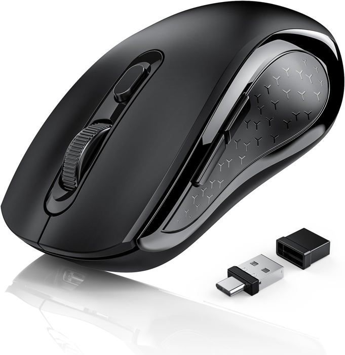 Computermuis - Energiezuinige lamp - Oplaadbaar - Bluetooth & USB - 6 knoppen - 800/1200/1600 DPI