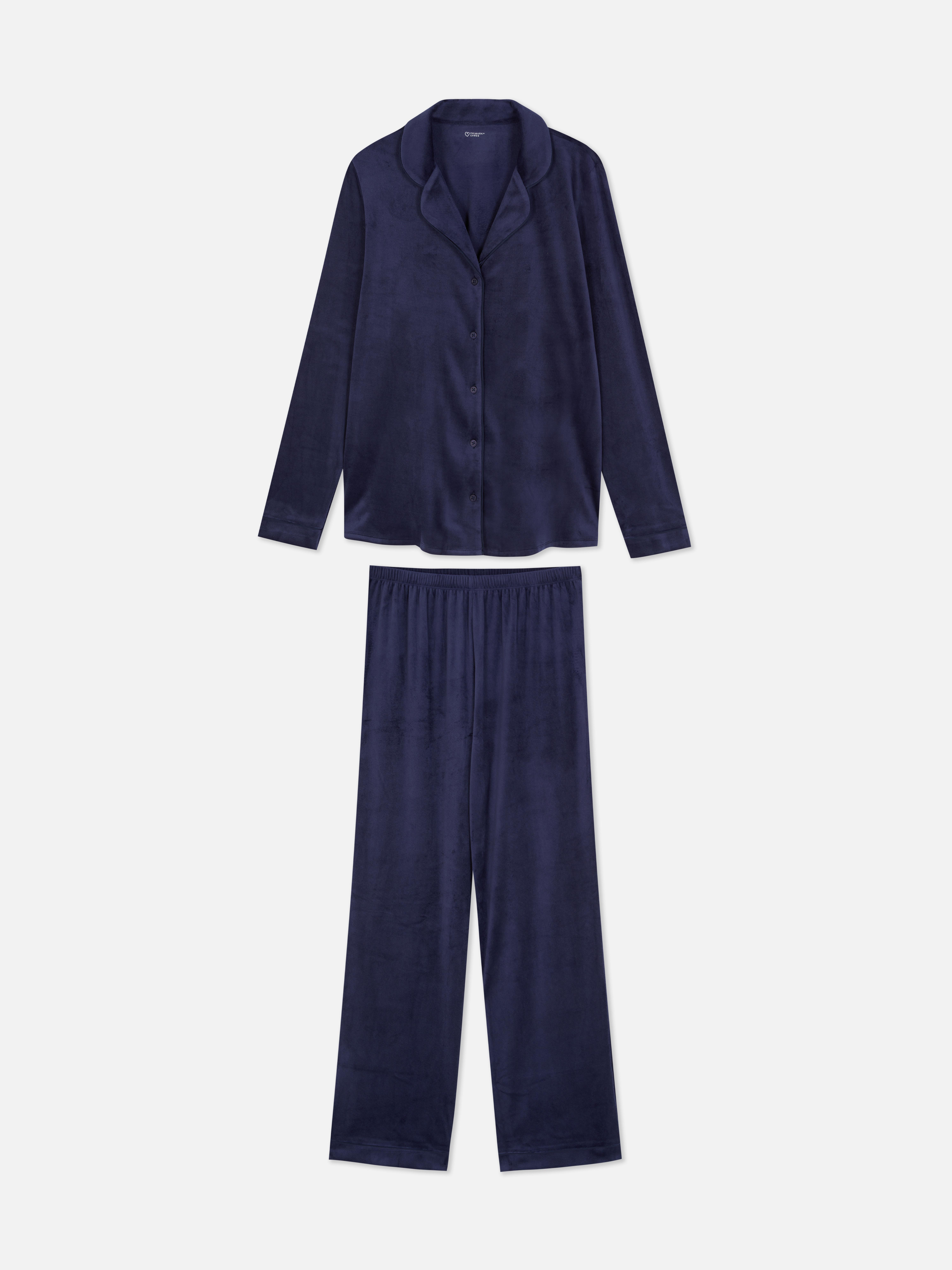 Velour-poikaystävä-pyjama Rento velour-pyjama, jossa kaulus jakku ja joustava vyötärö
