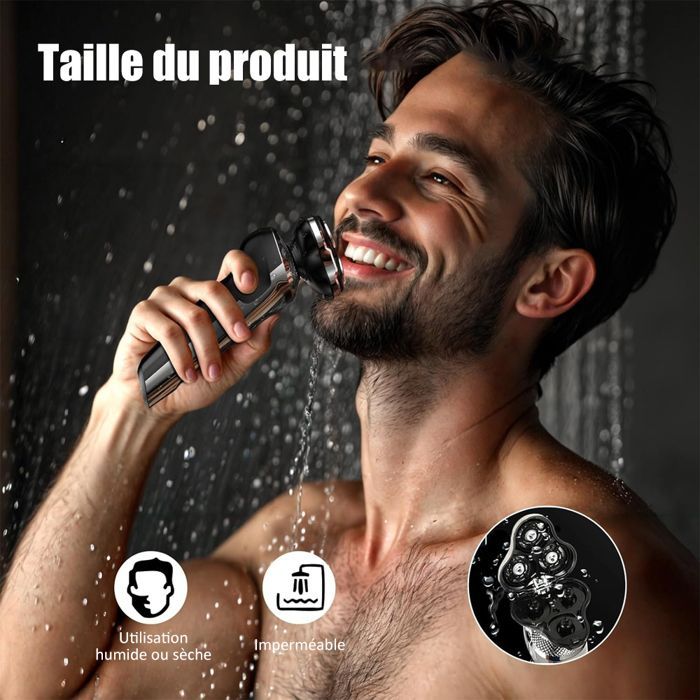 Rasoio elettrico 5 in 1 per uomo, rasoio senza fili per testa rasata, rifinitore per barba e capelli, impermeabile IPX5, schermo LCD