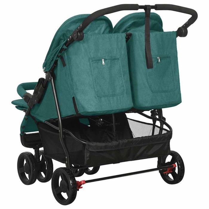 vidaXL Double Stroller, Steel Green