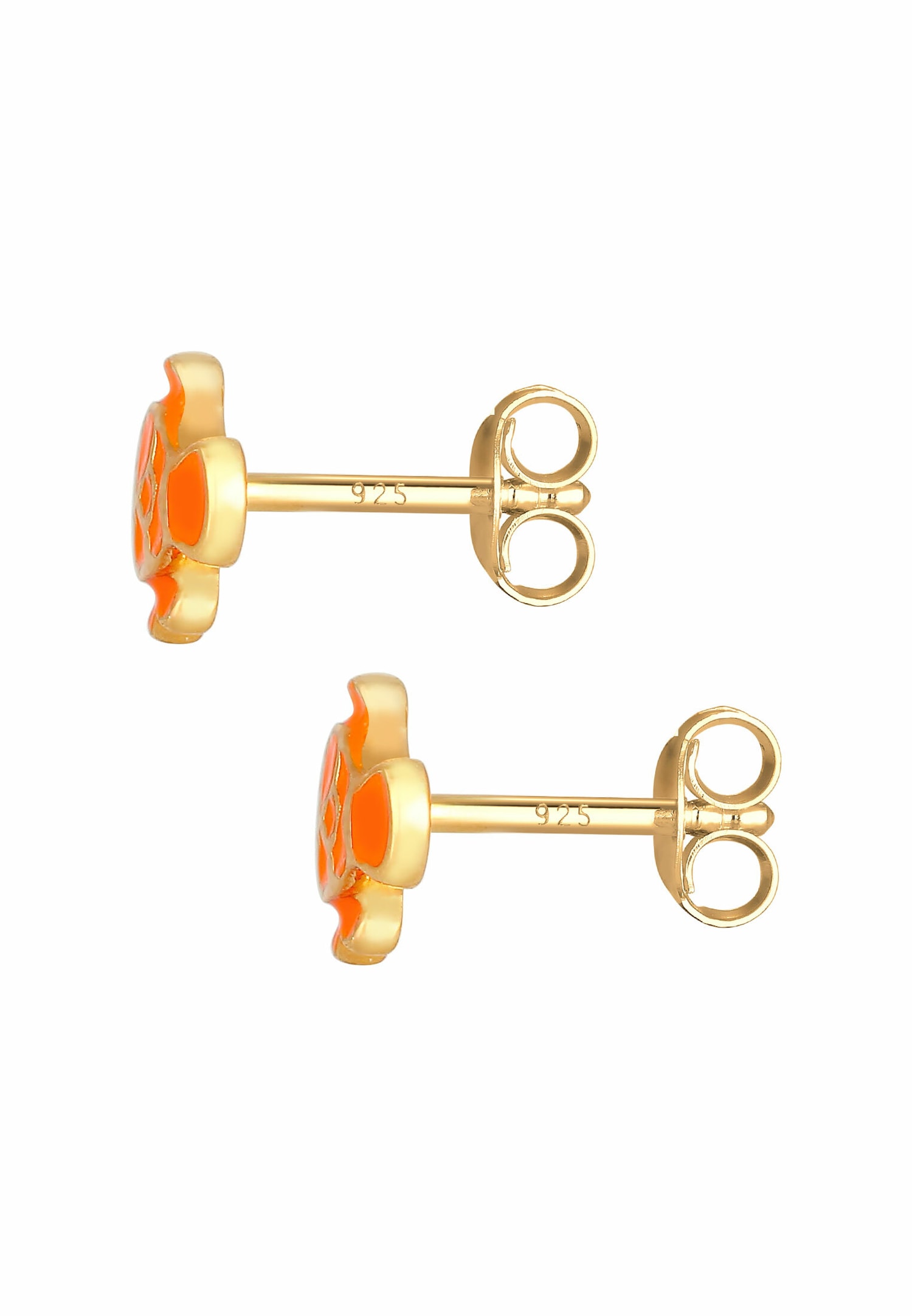 Elli Boucles d'oreilles enfant poisson été coloré avec émail en argent sterling 925 plaqué or