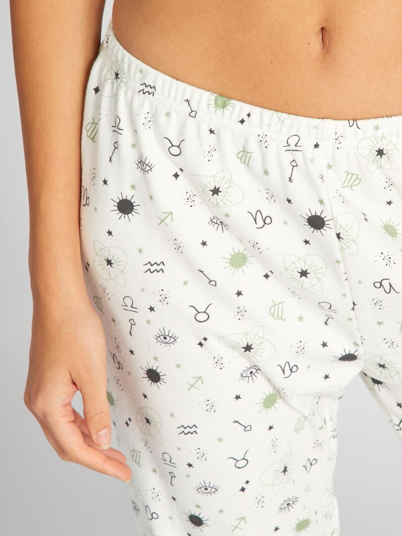 Lange pyjamaset met t-shirt en jerseybroek - 2-delig - groen/wit