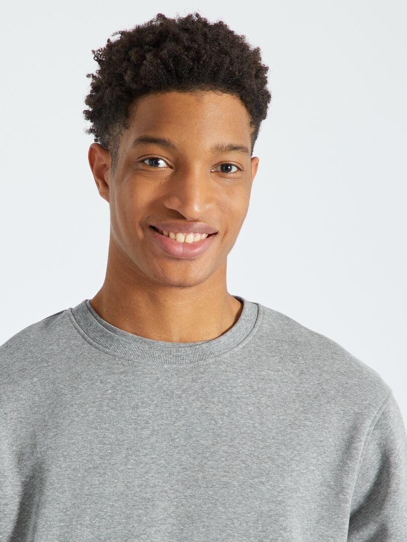 Effen sweatshirt met ronde hals +190 cm - GRIJS