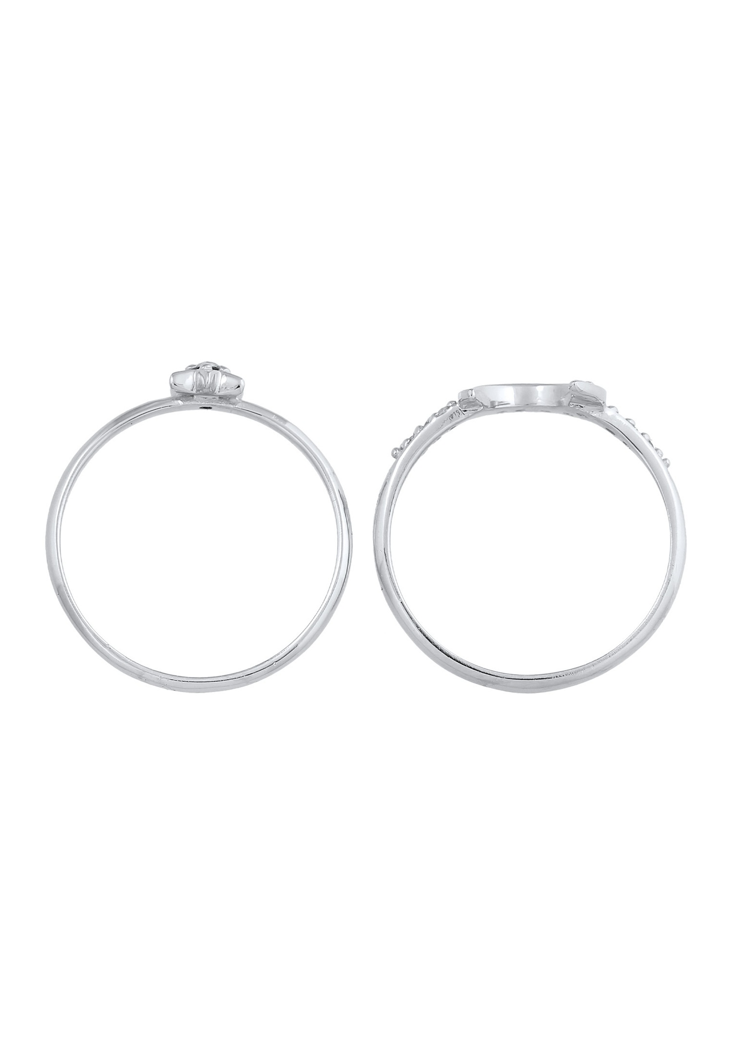 Elli Ensemble de bagues superposées pour femmes - Étoile Lune Astro Trend avec cristaux de zirconium en argent sterling 925