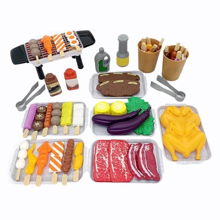 Barbecuespeelset, fantasiespeelgoedset, grillspeelgoed, barbecueset, keukengereedschap, 55 stuks