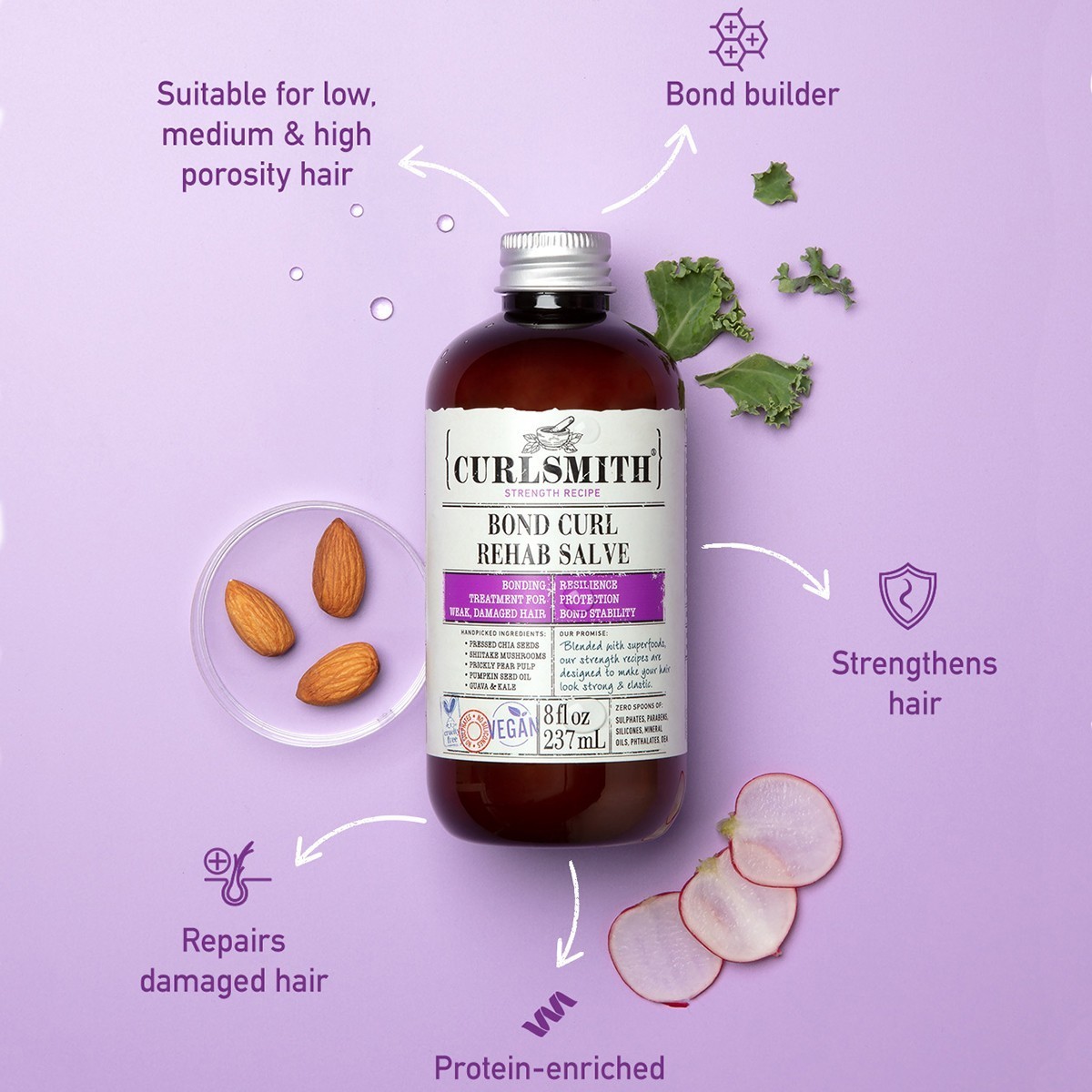 „Curlsmith“ plaukų priežiūros tepalas „Bond Curl Rehab“ – 59 ml