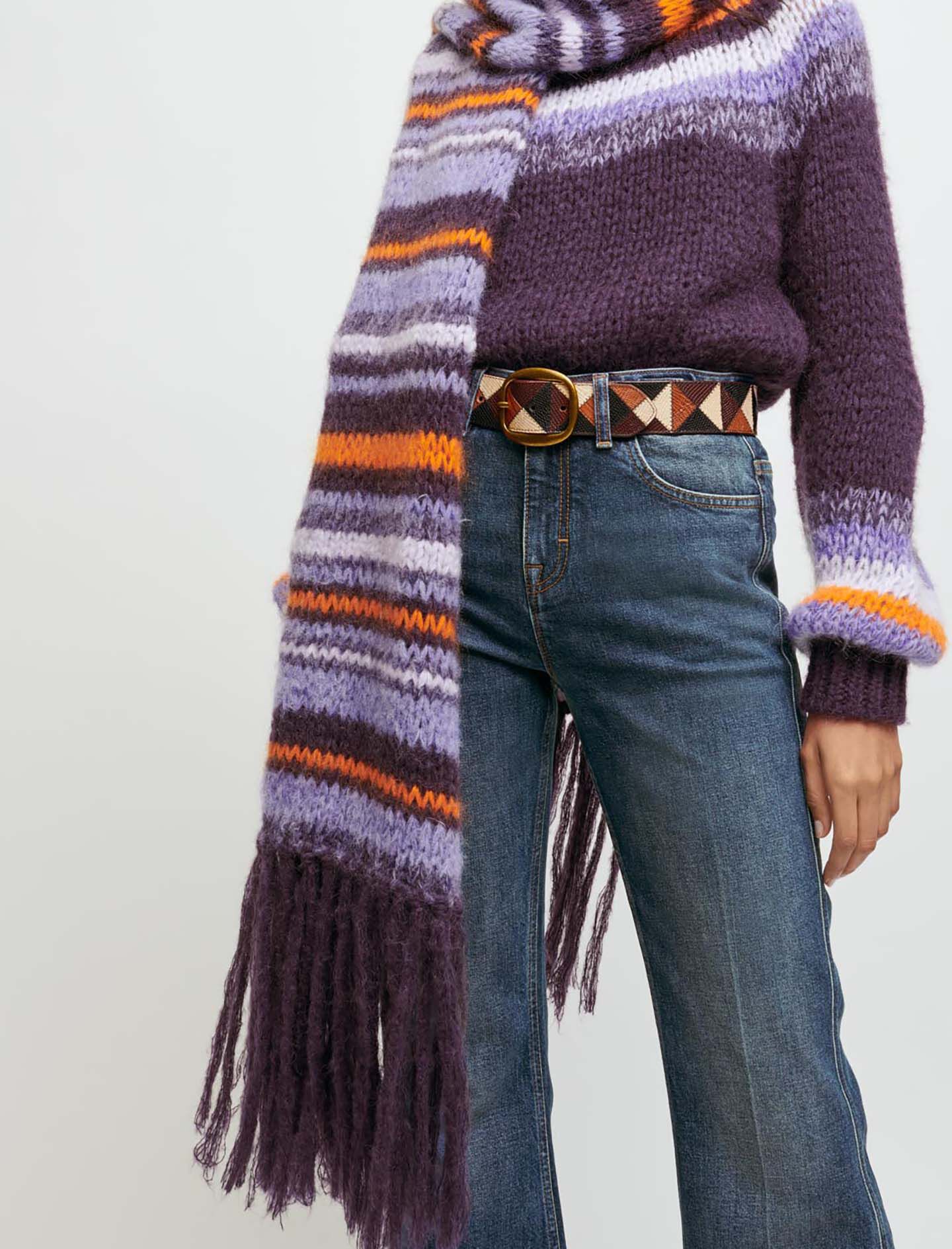 Jacquard trui met wijde mouwen - Violet