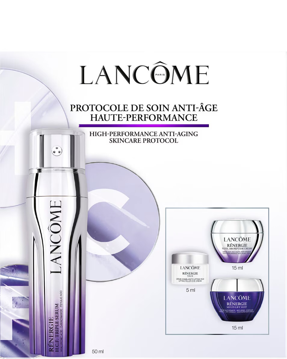 LANCÔME Renergie - Σετ τριπλού ορού HCF με πρωτόκολλο υψηλής απόδοσης κατά της γήρανσης - Εμπλουτισμένο με νιασιναμίδη, υαλουρονικό οξύ και φερουλικό οξύ