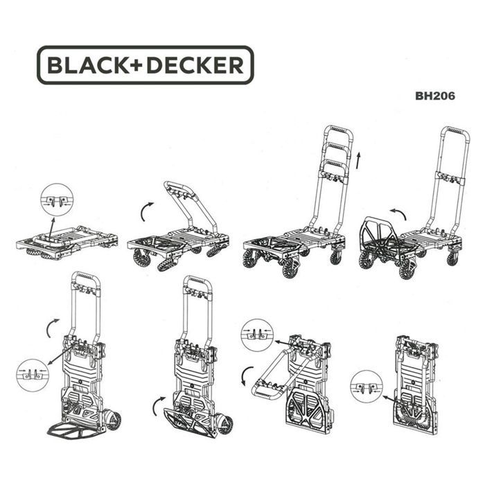 Carretilla de mano y plataforma 2 en 1 BLACK+DECKER de 55 kg