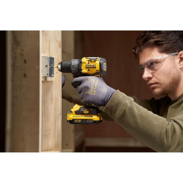 Taladro/atornillador inalámbrico - 18V - STANLEY FATMAX V20 - SFMCD725D2K-QW - Sin escobillas - 80Nm - 2 baterías de 2Ah + cargador de 1,25A