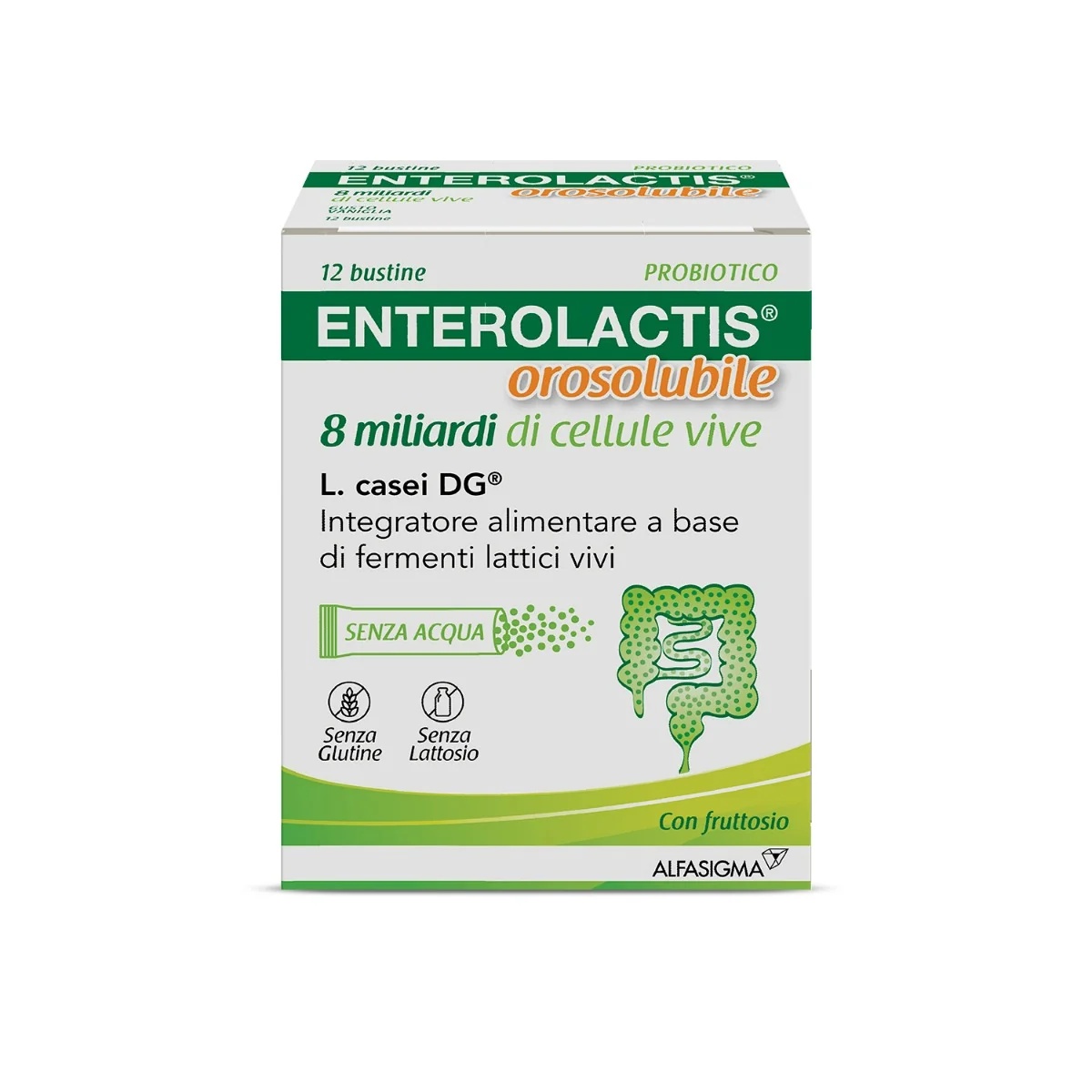 ENTEROLACTIS Enterolactis Orosolubile 12 sachês Suplemento alimentar intestinal
