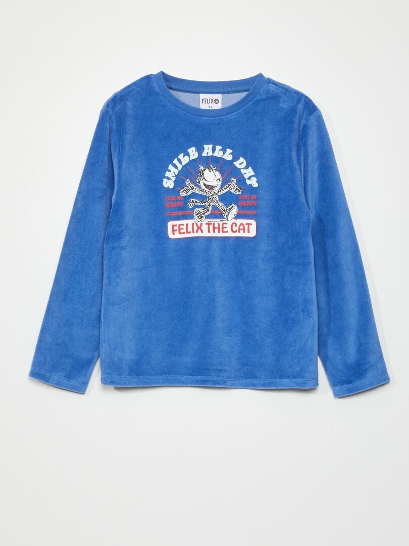 Conjunto de pijama de veludo Felix the Cat - 2 peças - AZUL