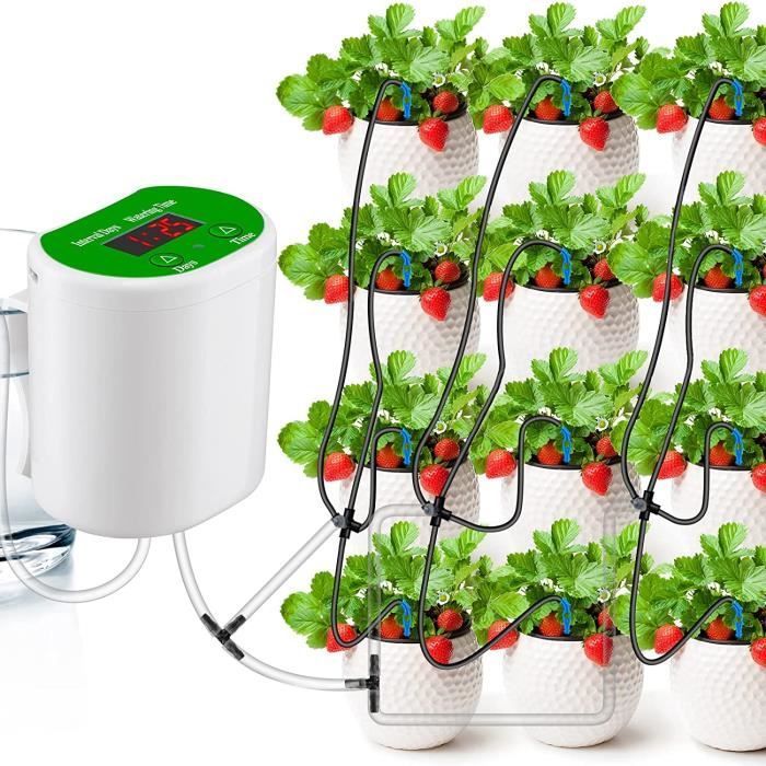 Kit de riego automático por goteo, sistema de riego automático para plantas de interior, pantalla LED.