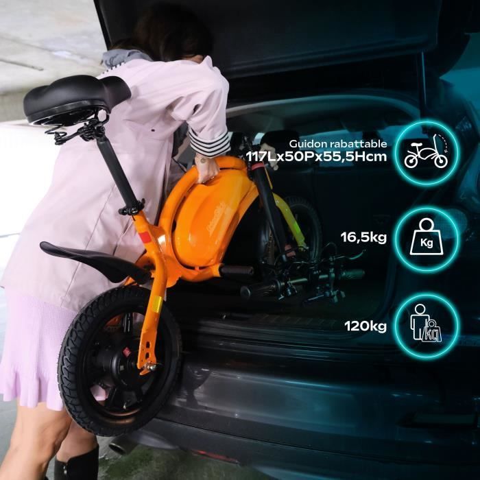 Bicicletta elettrica senza pedali - URBANGLIDE - BIKE 140 ARANCIONE - 36V - 350W - pneumatici da 14