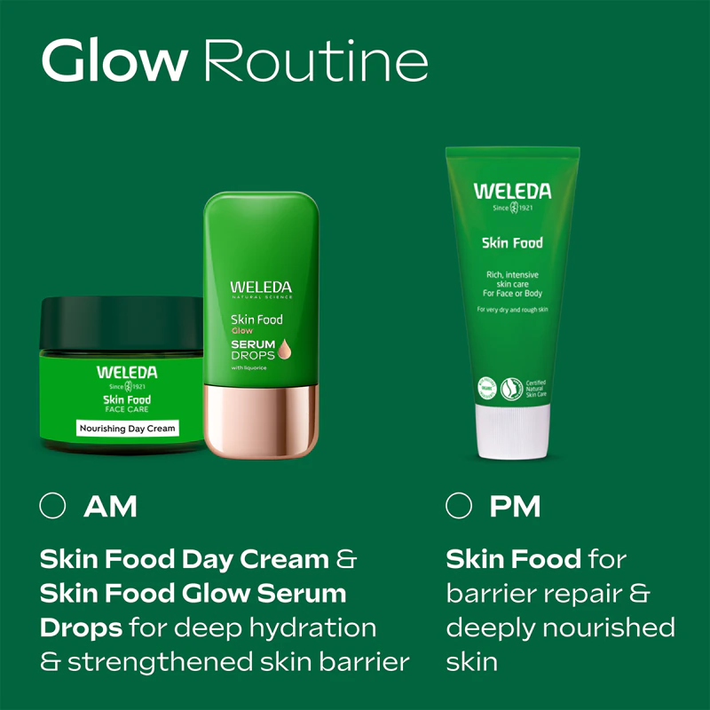 Rozjasňujúce sérum Weleda Serum Drops Skin Food Glow pre zjednotenie tónu pleti