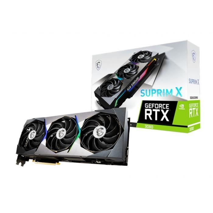Carte Graphique - MSI - GeForce RTX 3080 SUPRIM X 10G - 10 Go - GDDR6X - PCIe 4.0 - HDMI / 3 X DisplayPort (912-V389-006)